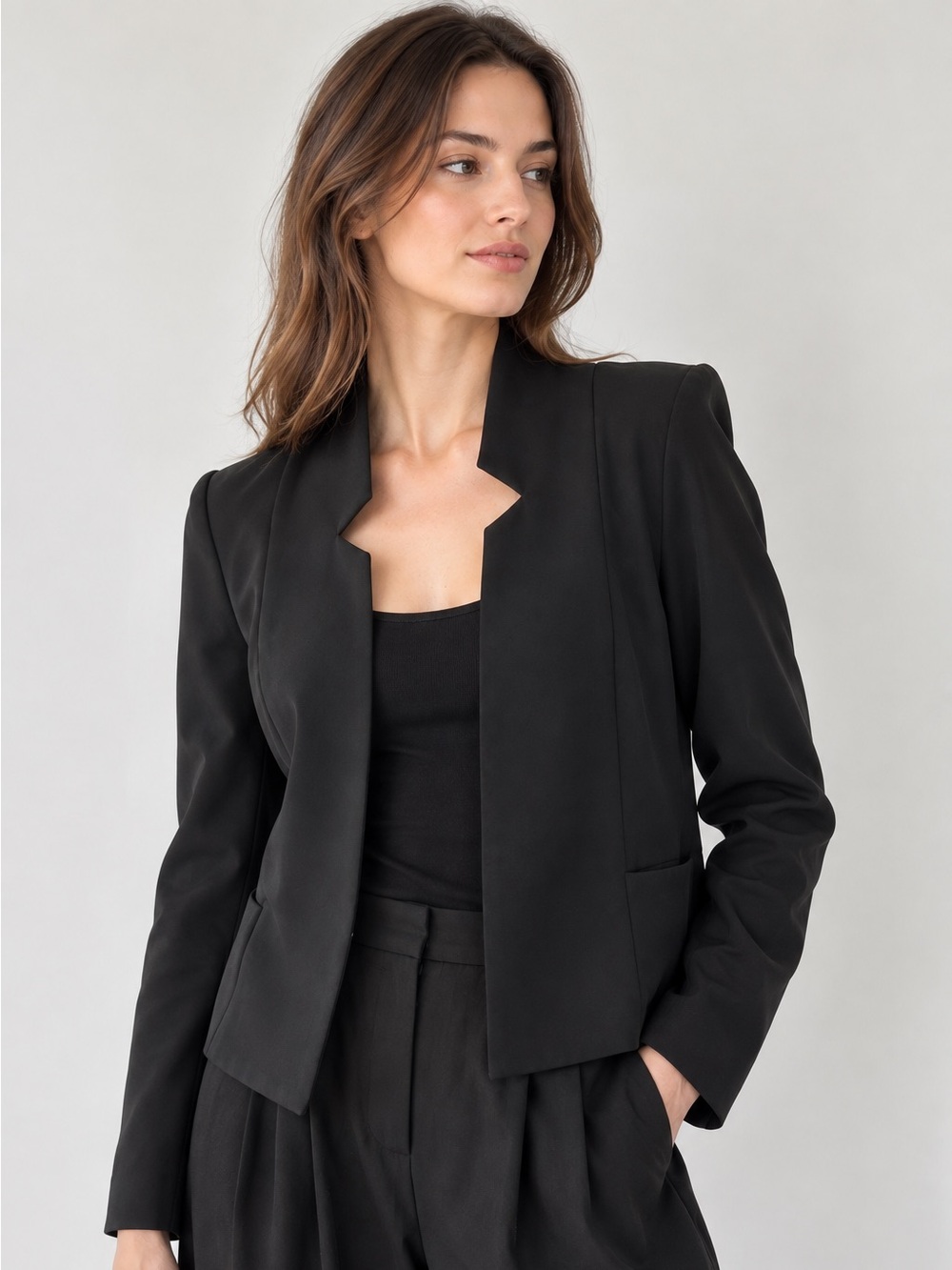 Zero + Maria Cornejo Black Deconstructed Asymmetric Jacket Blazer Size 6